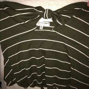 Green and white striped strapless top/crop